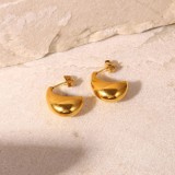 Pendientes huecos lisos de acero inoxidable geométricos en forma de C chapados en oro de 18kpvd a la moda