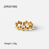 Nuevo anillo abierto de gorro de oro pequeño de acero inoxidable chapado en acero de titanio de 18 quilates
