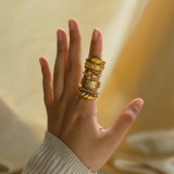 estilo de moda nuevo anillo de acero inoxidable chapado en oro