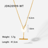 cadena de bolas de moda colgante de piedra natural collar de hebilla OT de acero inoxidable de oro de 18 quilates