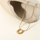 Collar en forma de U de acero inoxidable de oro de 14 quilates simple de moda