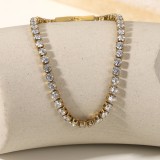 Nueva pulsera de joyería retro para mujer de acero inoxidable con incrustaciones de oro de 14 quilates