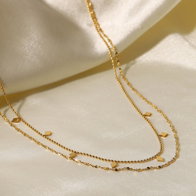 Collares en capas de acero inoxidable geométrico de moda Collares de acero inoxidable chapados en oro