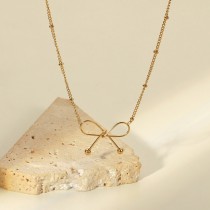 Nuevo collar con colgante de lazo de oro de 14 quilates de acero inoxidable, cadena de clavícula