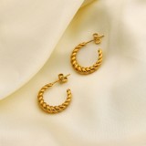 INS Nuevo 18K Chapado en oro Pendientes en forma de C Joyería de acero inoxidable Moda geométrica Acero de titanio Mujeres Pendientes de oro Ornamento