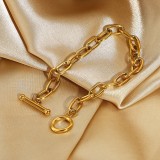 pulsera de acero inoxidable chapada en oro OT clásica de moda