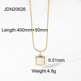 Europeo y americano Ins Internet Celebrity Style Simple 14K GoldPlated Collar de acero inoxidable Square White Jade Pendant Womens Necklace Ornament