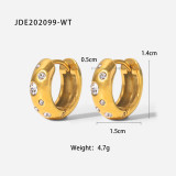 Pendientes en forma de anillo chapados en oro de 18 quilates de acero inoxidable con circonita cúbica blanca de nuevo estilo 2022