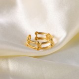 Clip de papel europeo y americano, anillo abierto, anillo de metal de acero inoxidable chapado en oro de 18 quilates, joyería