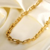 Collar de cadena en forma de U de acero inoxidable chapado en oro de 18 quilates a la moda, joyería al por mayor