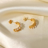Cuentas de moda perla geométrica de acero inoxidable de tres capas mini pendientes en forma de perla