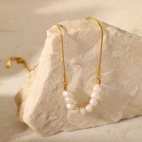 Collar colgante de perlas chapado en oro de 18 quilates de acero inoxidable de nuevo estilo