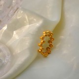 Nuevo anillo abierto de gorro de oro pequeño de acero inoxidable chapado en acero de titanio de 18 quilates