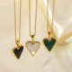 Collar con colgante de amor de concha negra de malaquita verde de concha blanca dorada de 18 quilates, joyería de acero inoxidable