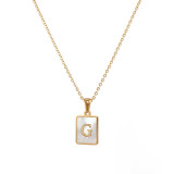 Trendy Letter Rectangular Shell Collar de acero inoxidable de oro de 18 quilates