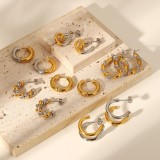 Pendientes geométricos de entrega de oro y plata de acero titanio chapado en oro de 18 quilates