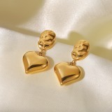 Pendientes de gota de acero inoxidable con forma de corazón a la moda Pendientes de acero inoxidable chapados en oro