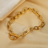 pulsera de acero inoxidable chapada en oro OT clásica de moda