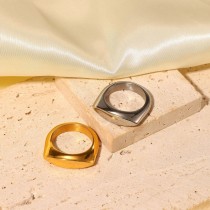 Nuevo anillo de arco liso chapado en oro de 18 quilates, joyería para mujer, anillo de arco ovalado pulido alto