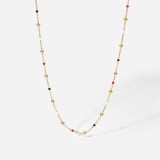 Nuevo collar de acero inoxidable de oro de 18 quilates con cadena de bolas de aceite que gotea de color rojo, blanco y negro