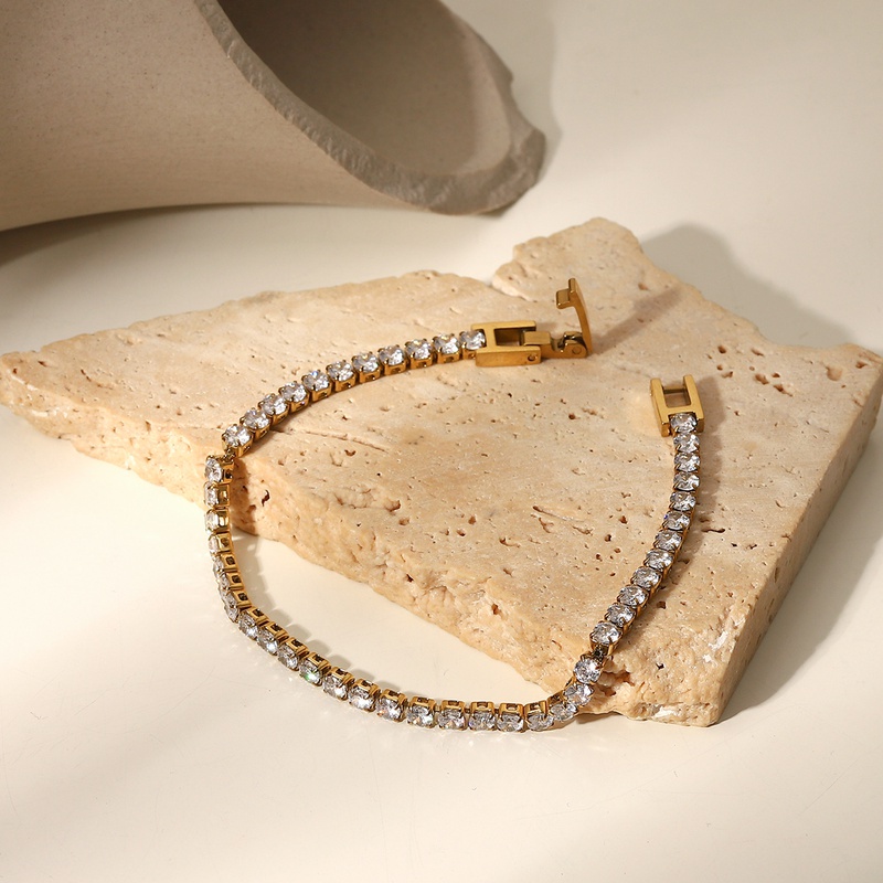 Nueva pulsera de joyería retro para mujer de acero inoxidable con incrustaciones de oro de 14 quilates