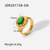 Nueva joyería de anillo tridimensional multicapa de circón ovalado de acero inoxidable chapado en oro a la moda