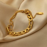 pulsera de acero inoxidable chapada en oro multifuncional con costuras de moda simple