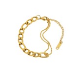 pulsera de acero inoxidable chapada en oro multifuncional con costuras de moda simple