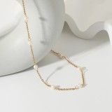 nuevo collar de cadena de perlas de acero inoxidable chapado en oro de 18 quilates