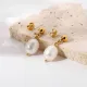 Pendientes colgantes de perlas de acero inoxidable simples al por mayor joyas