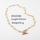 Vintage 18K oro OT hebilla plana rectángulo cadena enlace collar de acero inoxidable joyería al por mayor