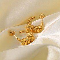 Estilo de moda 18K oro acero inoxidable retro bobinado Pendientes en forma de pendientes geométricos
