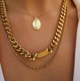 Cadena torcida cubana Collar de acero inoxidable chapado en oro de 18 quilates Collar de hip hop al por mayor