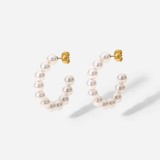 Nuevos pendientes de mujer en forma de perla de 30 mm de acero inoxidable de oro de 18 quilates