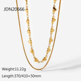 Collar de metal de acero inoxidable de oro de 18 quilates Collar doble de corazón popular para damas