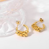 Estilo de moda 18K oro acero inoxidable retro bobinado Pendientes en forma de pendientes geométricos