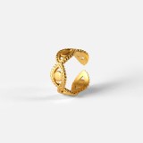 Anillo de acero inoxidable de oro de 18 quilates europeo y americano a la moda, anillo geométrico con apertura de ojo, joyería