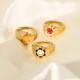 anillo de acero inoxidable de girasol con cara sonriente a la moda