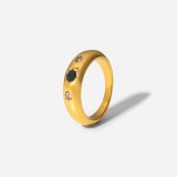 Nuevo anillo de circonio verde con incrustaciones de estrellas de ocho puntas chapado en oro de 18 quilates de acero inoxidable