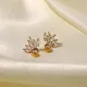 Aretes geométricos de acero inoxidable a la moda, aretes de acero inoxidable con circonitas