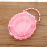 Linda caja de plástico rosa para guardar joyas con forma de corazón de mariposa