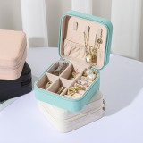 Caja de joyería con cremallera de color sólido cuadrado simple y conveniente
