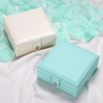 Cajas de joyería de metal de cuero de PU de color sólido geométrico de moda