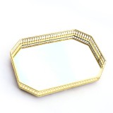 Espejo de cristal rectangular de lujo con luz nórdica, bandeja para el hogar para la sala de estar