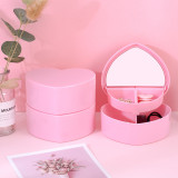 Caja de almacenamiento de corazón rosa para niña, caja de almacenamiento doble de estrella de cereza de escritorio para joyería