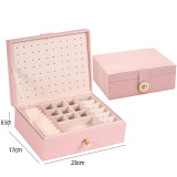 Cajas de joyería de cuero Pu de color sólido de moda