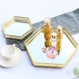 Espejo de cristal rectangular de lujo con luz nórdica, bandeja para el hogar para la sala de estar