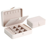 Cajas de joyería de cuero Pu de color sólido de moda