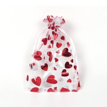 Bolsa de regalo de paquete de cordón transparente de Navidad de Organza bronceadora de corazón de moda