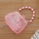 Linda caja de plástico rosa para guardar joyas con forma de corazón de mariposa